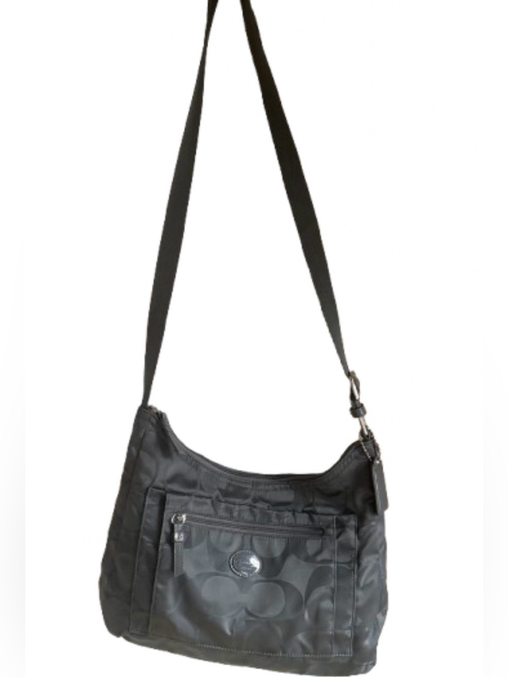 COACH Grey Signature Nylon Crossbody Bag Style F17369